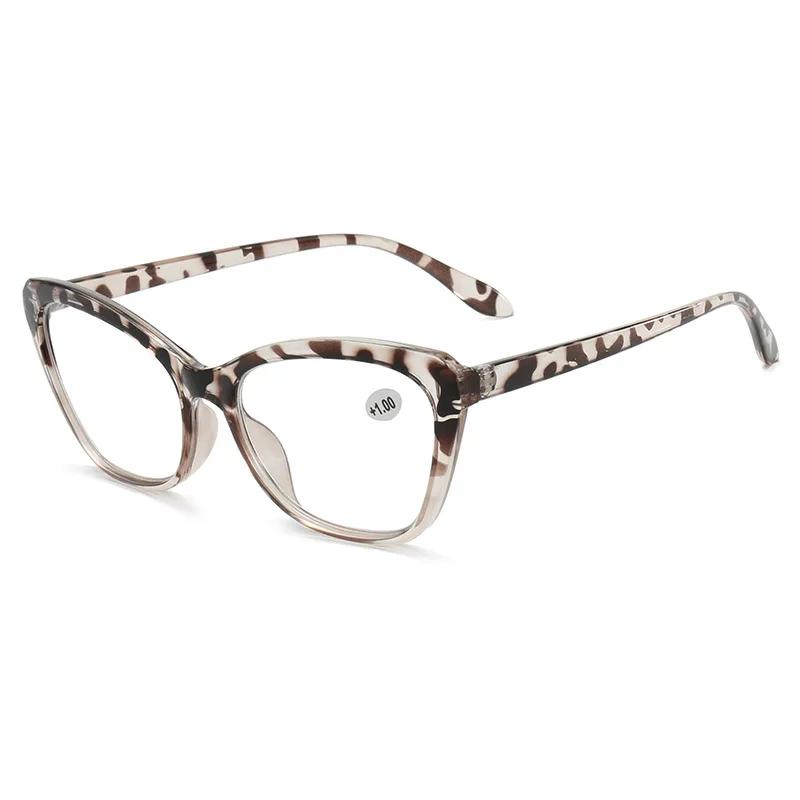 Elegant Cat Eye Reading Glasses for Women Chic Color Block Frame Clear Lens Fashionable Computer Screen Presbyopia 0 To 4.0