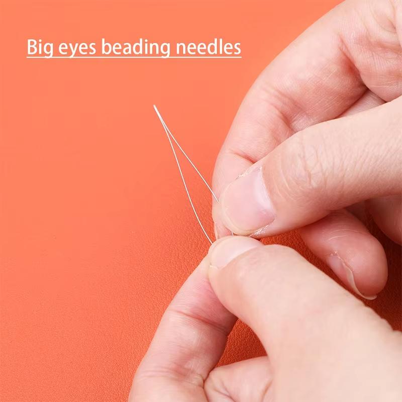 Fenrry 1Set Central Opening Curved Beading Needles Stainless Steel Tools Pins for Bead Threading String Cord Easy Jewelry Making