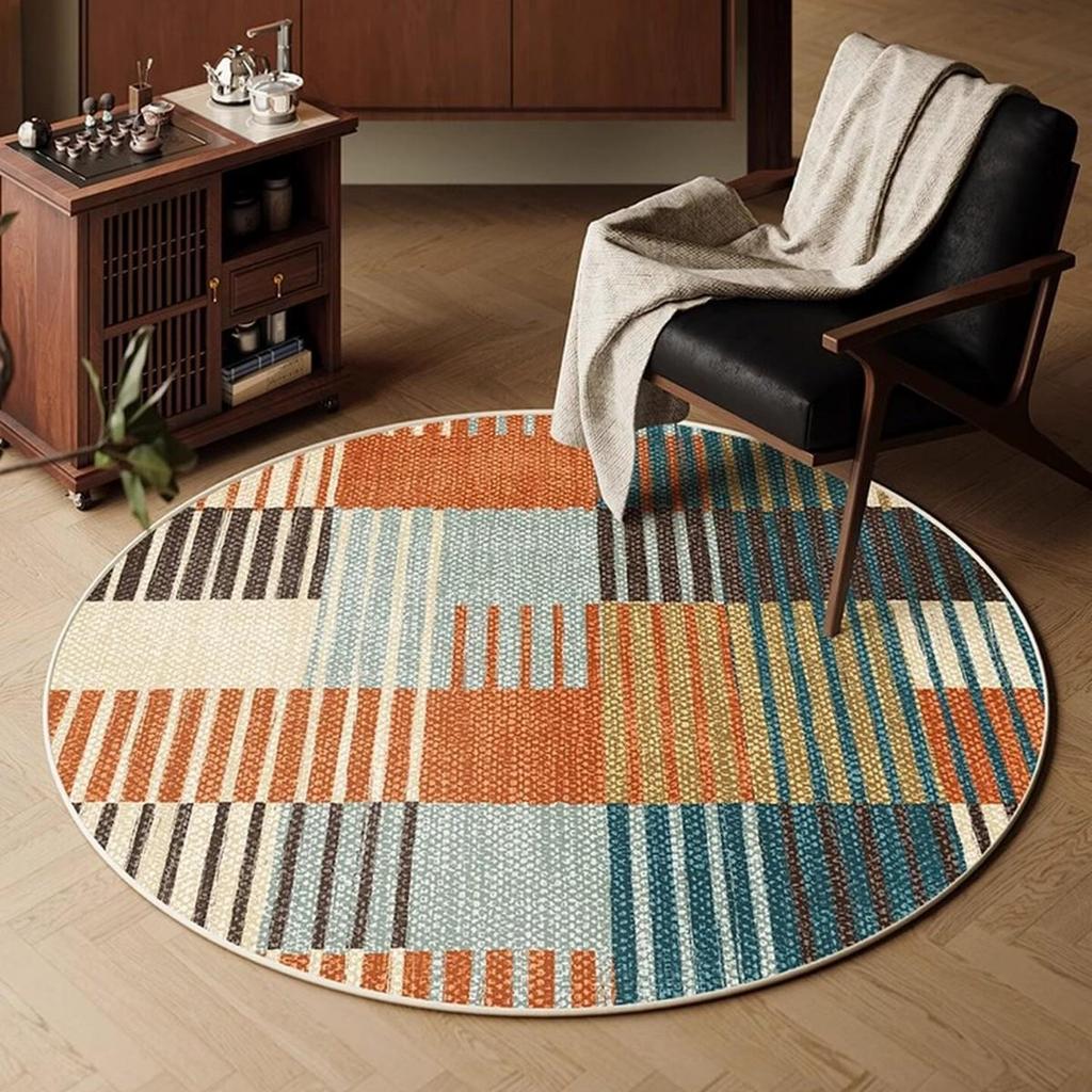 Amerikanischer Retro-Rundteppich - Modell 2026 für Wohnzimmer, Schlafzimmer, Nachttisch, Schminktisch, Arbeitszimmer oder Drehstuhl-Bodenschutzmatte.