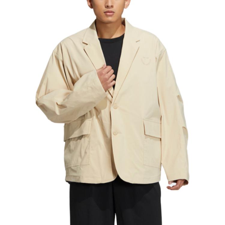 Adidas Originale einfarbige einreihige Langarm-Anzüge Herrenanzüge Off-White HS8615