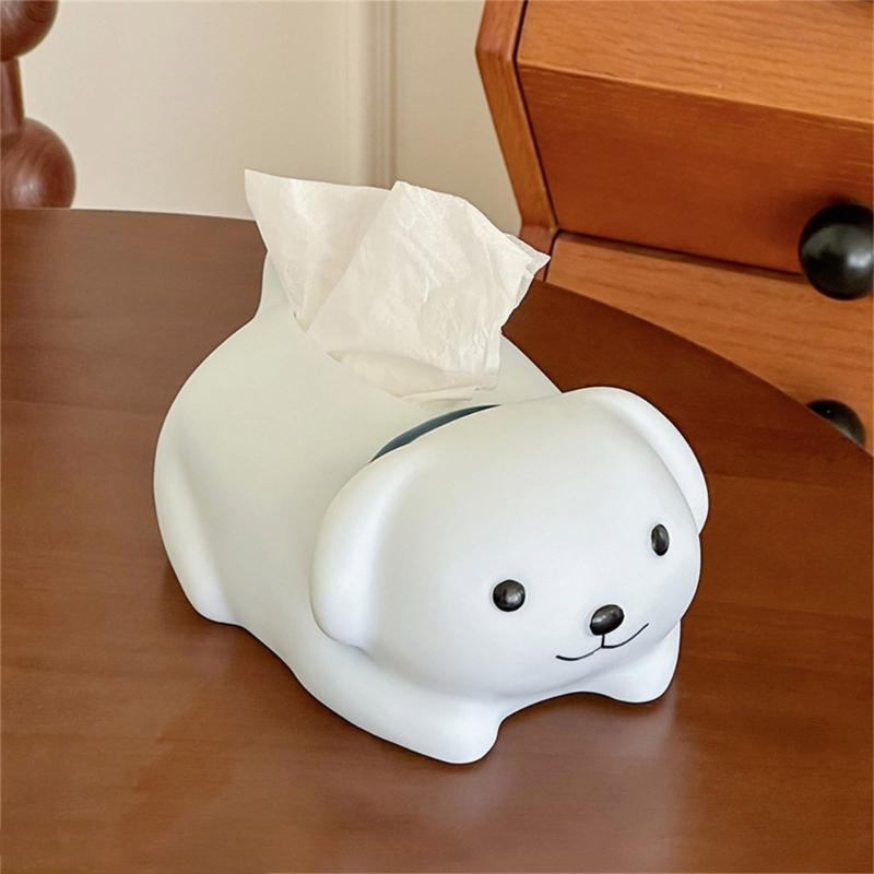 Nordic Adorable Puppy Shaped Tissue Holder Cream Colored Kitchen Counter Organizer Modern Home Decoration Gift Ideas