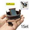 1:12 Dollhouse Miniature Wooden Barrel Washboard Brush Three-Piece Set Laundry Scene Micro Landscape Ornaments Pretend Play Toys
