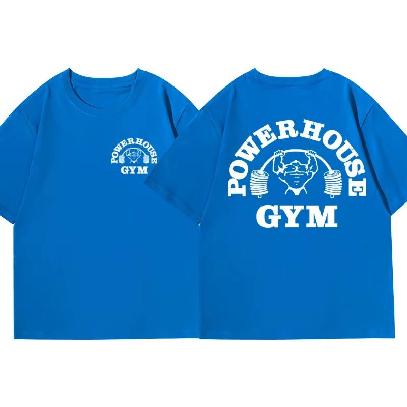 Powerhouse Gym Graphic T-shirt Men Women Summer Oversized Short Sleeve Cotton Tees Harajuku Casual Fitness Vintage Sports Tops