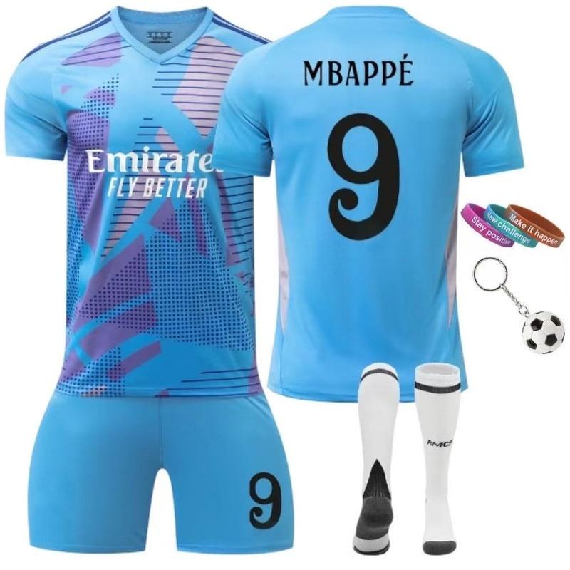 Kids Sports Equipment Mbappe Training Set Polyester Blue Multifunctional Sportswear Youth Athletic Apparel