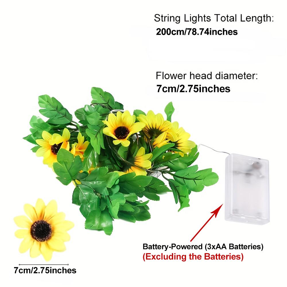 1pc Simulated Sunflower Vine Light String, Fairy Lights Flower String Light for Party Wedding Garden Christmas Room Decor