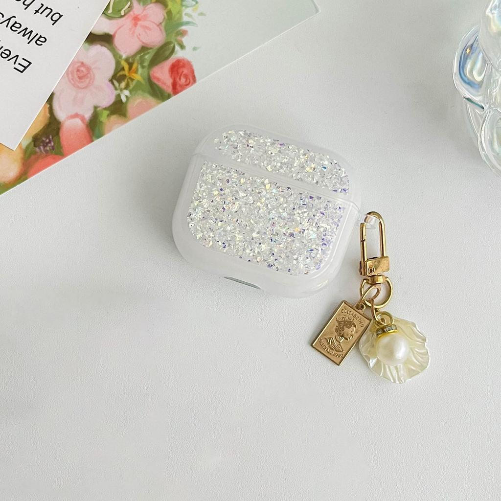 Glitter Earphone Case High Flash for Apple AirPods 1 /1/1 Generation Pro1 Cute Girl Shell Pearl Pendant