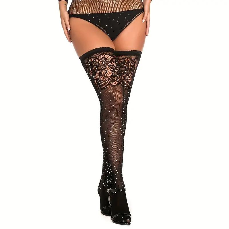 Sexy Thighs Mesh Pantyhose Ladies Fishnet Stockings Hot Drill Decoration  Mesh Gypsophila Mesh Stockings Club