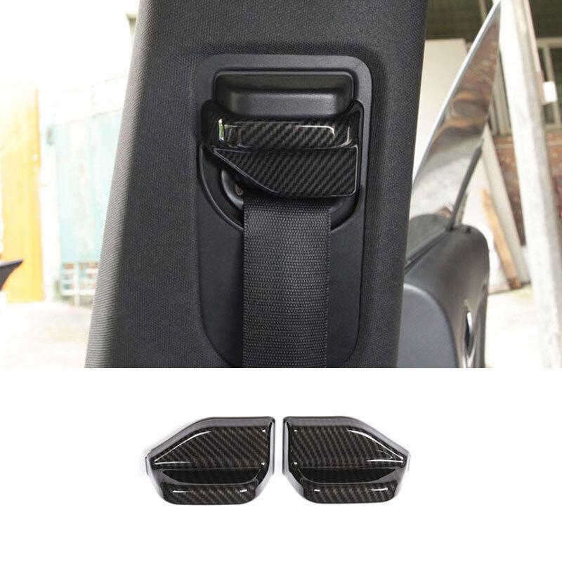 ABS Carbon Fiber Seat Belt Adjustment Cover Trim 2PCS For Benz GLA CLA 2013-