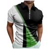 Work Clothes Creative Stripe 3D Printing Men's Short-sleeved Zip Shirt