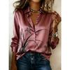 Vintage Color-Block Striped Satin Long Sleeve Shirt Women Relaxed Fit Office Casual 2026