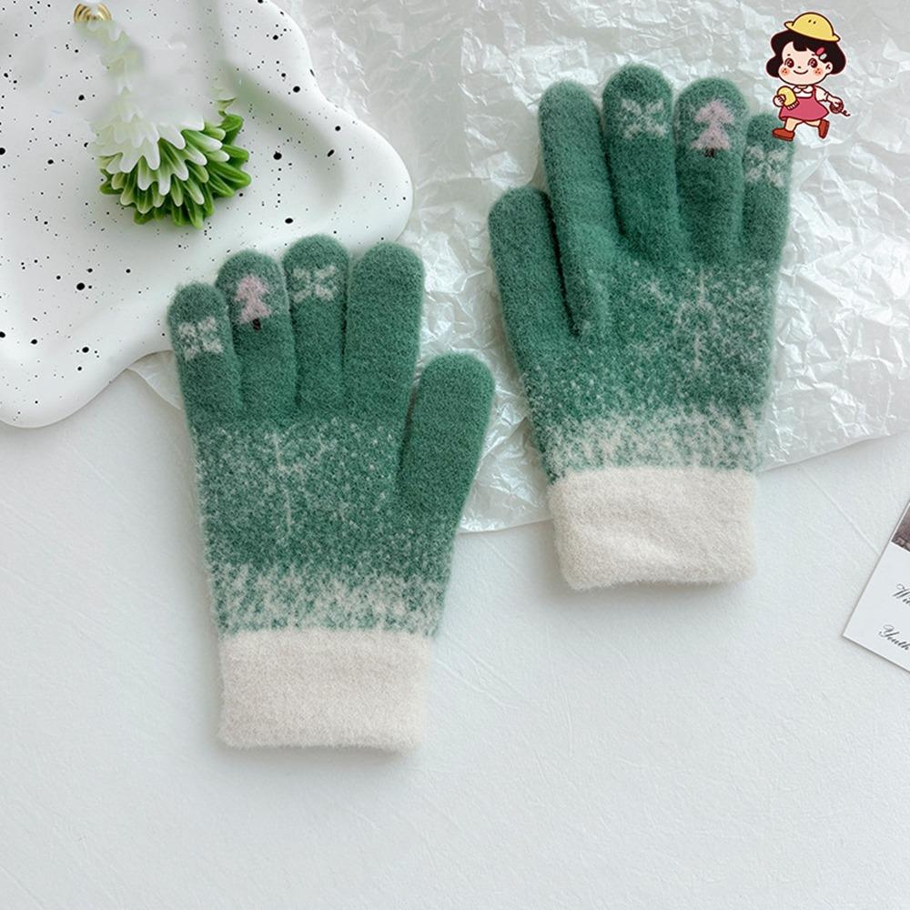 

Теплые зимние бархатные перчатки красные женские варежки милые рождественские вязаные перчатки мужские зелёный