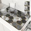 1Pcs Rubber Drying Mat With Marble Geometric For Coffee Shop Restaurant Kitchen Carpet Tableware Durable Diatom Mud Table Mat