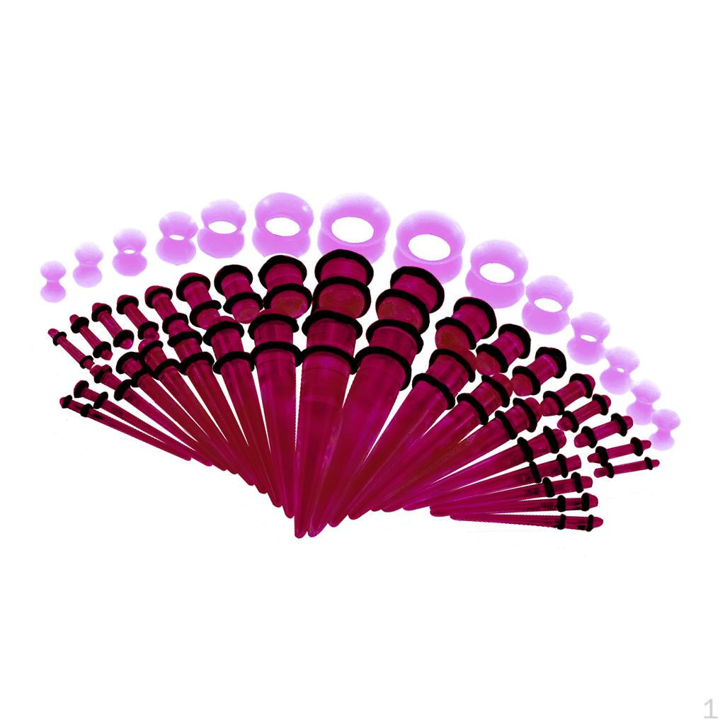 50 Count Acrylic Tapers And Plugs 14G-00G Silicone Ear Expander Kit