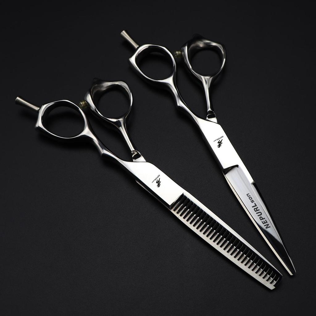 6.0" Hairdressing & Barber Scissors Set: Straight, Serrated, Thinning Shears