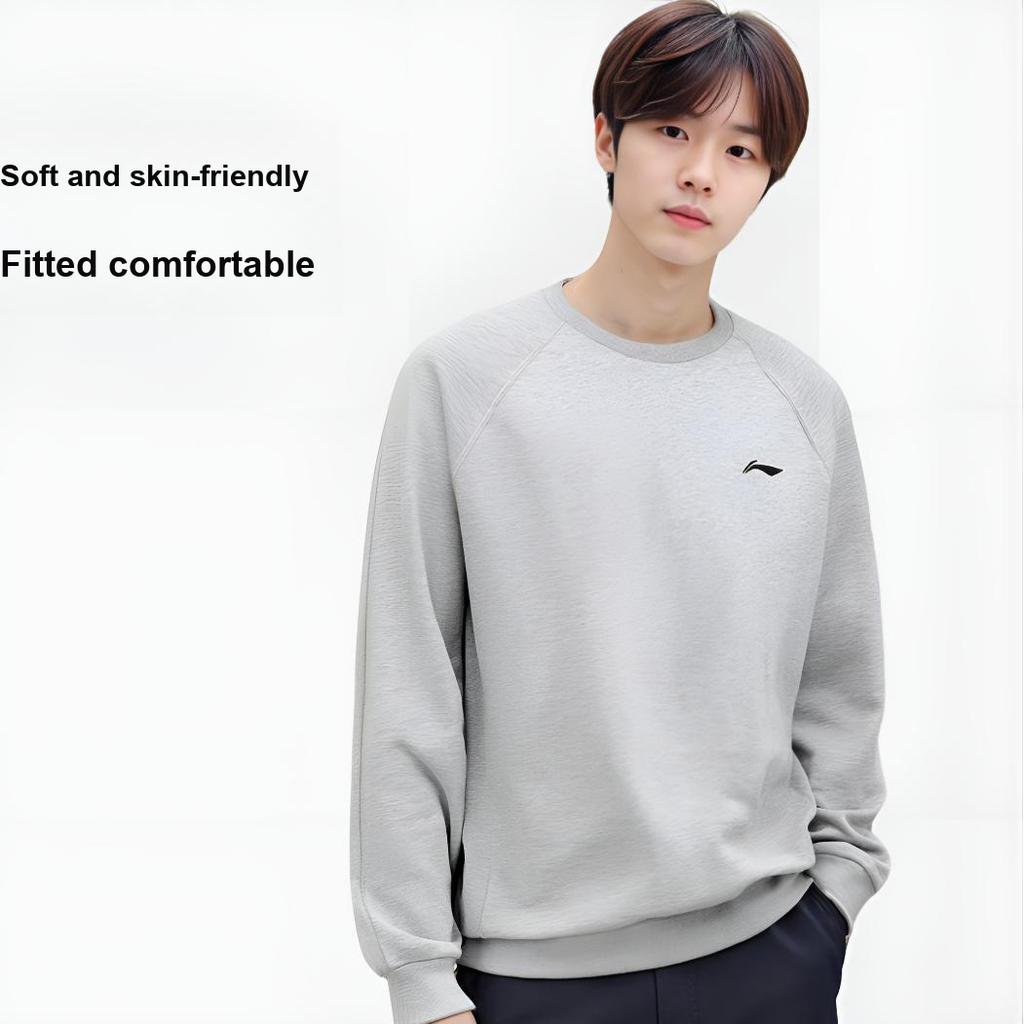 Li-Ning Round Neck Versatile Pullover Sports Lifestyle Comfortable Simple Fashion Vitality Trendy Sweatshirt Unisex Sweatshirt AWDVH03-2