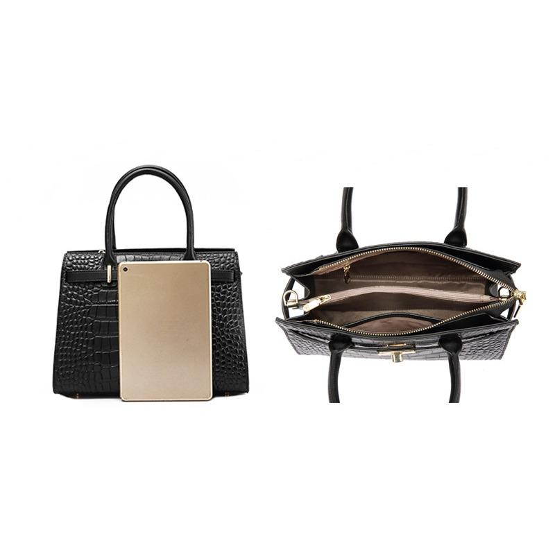 Crossbody kabelka z hovězí kůže aligátor Dámská kabelka Velkokapacitní Dámská kabelka Carey Premium z pravé kůže