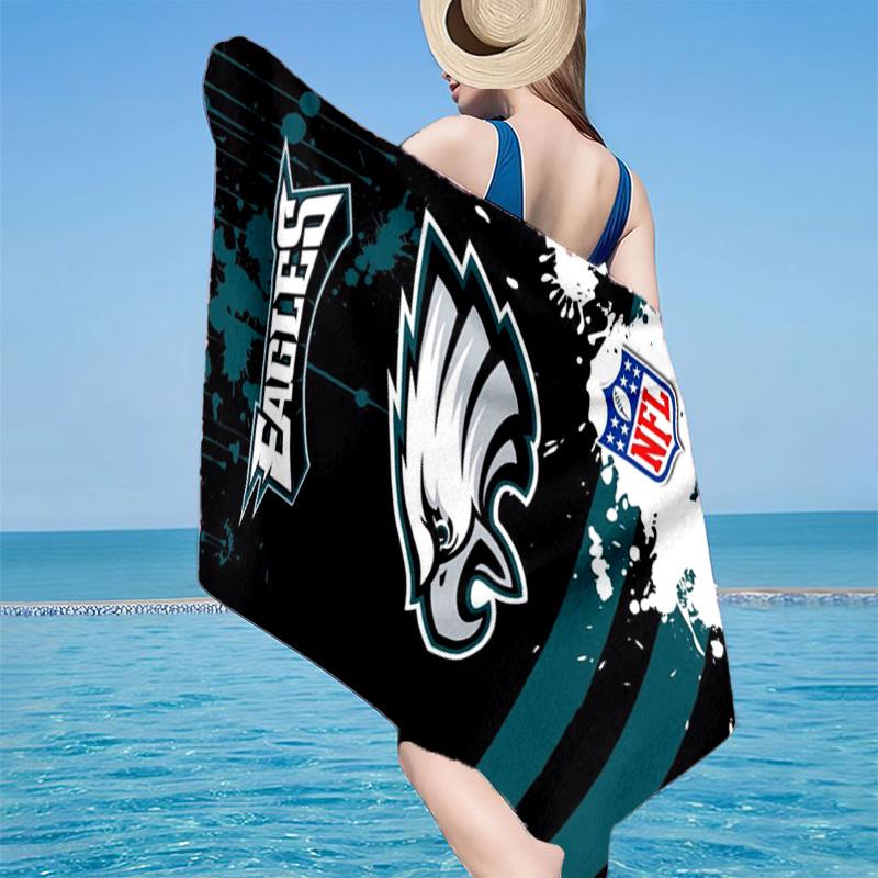 Philadelphia Eagles Night Game Microfiber Beach Towel, Lightweight And Quick-Dry, for Summer Travel, Beach Essential, Swimming Pool