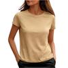 Women's round neck, stylish, casual, color, cotton,blend short,sleeved top.