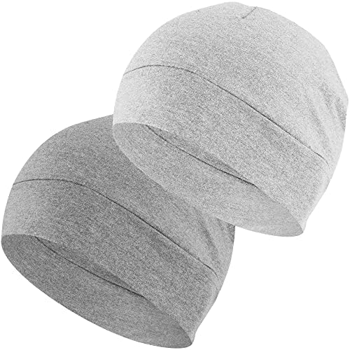 Confezione da 2 berretti Headshion leggeri 100% cotone, cappelli per dormire, berretti con ricamo 3D a teschio per uomo e donna, fodera traspirante per casco