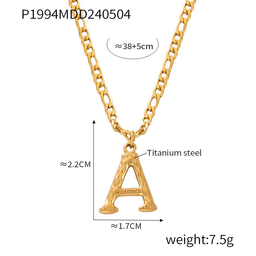Simple Light Luxury Titanium Steel 26 Letter Necklace Niche Non-Fading Necklace Gold Tree Pattern Jewelry