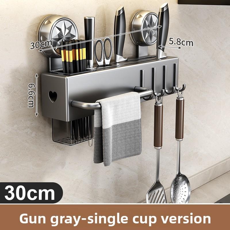 Kitchen Wall Mount Organizer With Carbon Steel Multifunctional Storage For Utensils And Knives