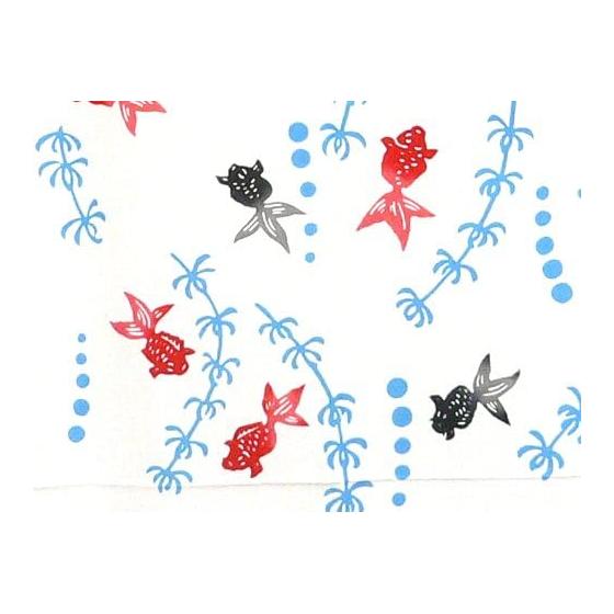 Todaya Shoten Rientzen Tenugui Hand Towel - Goldfish (Water Plants) 604 - Chusen Dye - 100% Cotton - Approx. 37x98cm