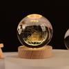 3D Art Nebula Laser Carving Solar System Moon Planet Nights Lamp LED Glowing Crystal Glass Globe Ball Wood Base Night Light