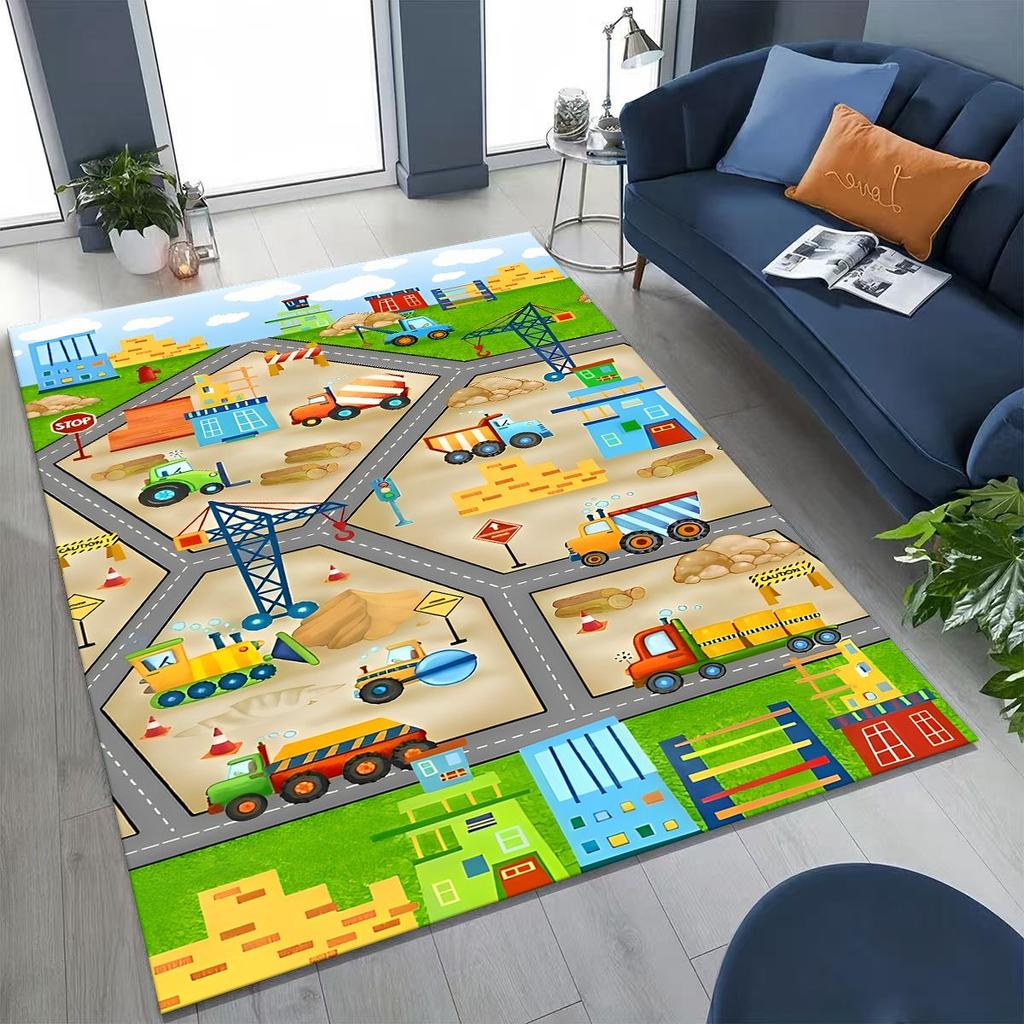 Child Urban City Road Traffic Learning Interactive Game Playroom Rug for Bedroom Living Room Sofa Home Doormat Decor,Non-slip