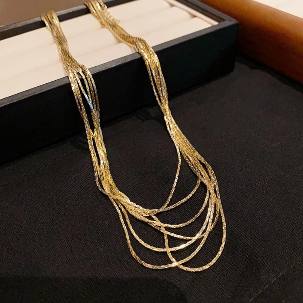 Copper Link Long Tassel Choker Exquisite Luxury Jewelry Multi-Layer Tassel Necklace Wedding Bridal