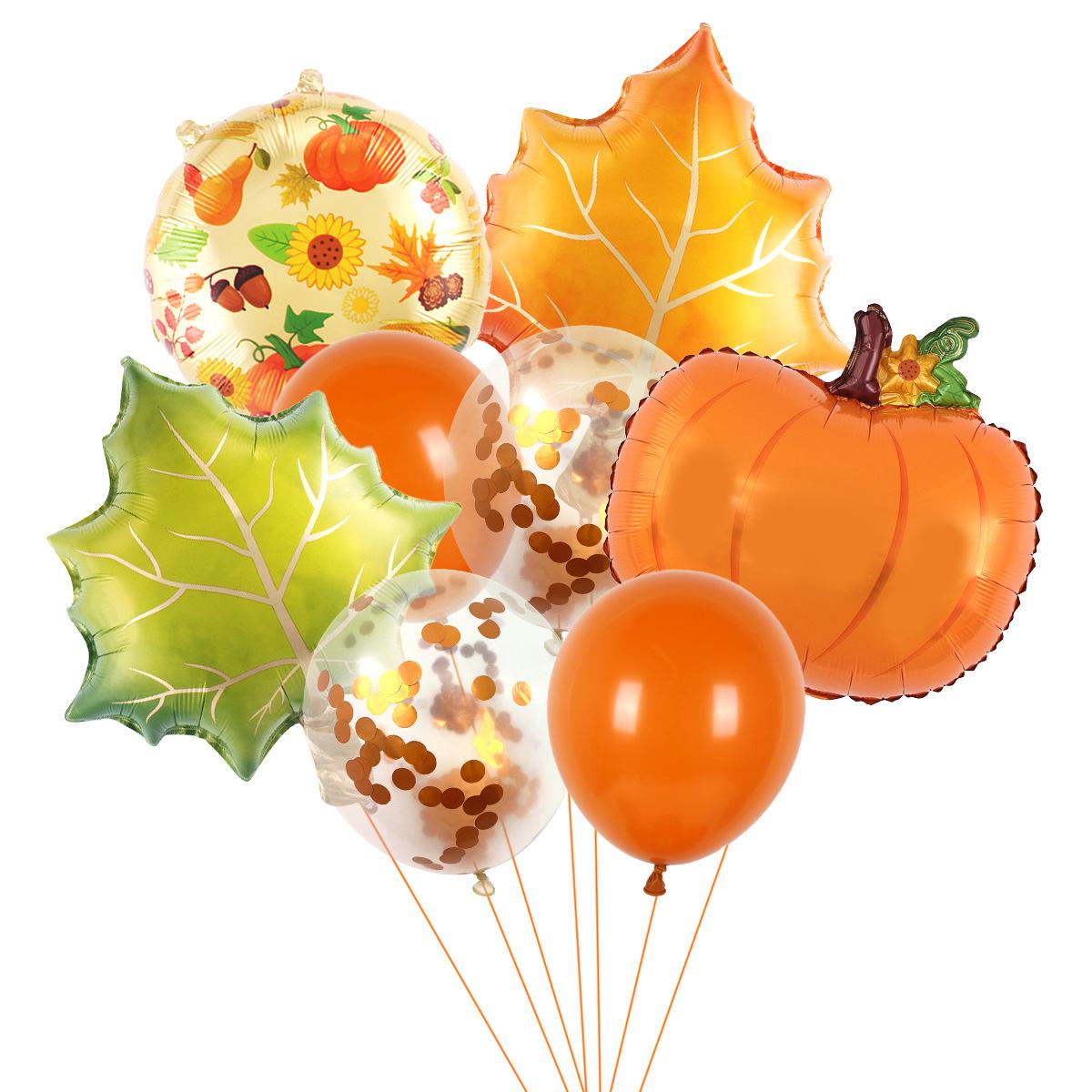 Harvest Season Thanksgiving Party Balloon Set Maple Leaf Pine Cones Pumpkin Aluminum Film Balloon Carnival Venue Decoration Set 1