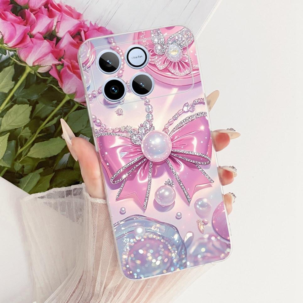 Bow Love Heart Pattern Cute Cat Phone Case For Honor Win 5G Casing Soft TPU Silicone Shockproof Back Cover Transparent Capa