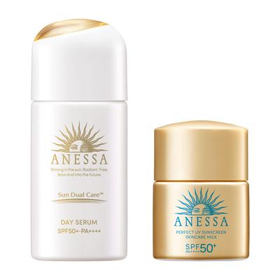 ANESSA Tagesserum Make-up UV Tone Up Hellrosa Probier-Set für die Morgen- und Tagesanwendung 30 ml 12 ml Gesicht [Sonnenschutz & Base] & (Serum, Creme, Emulsion) +