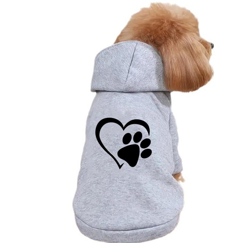

Одежда с принтом «Любовь», зимняя толстовка с капюшоном для собак, теплое пальто для щенков французского бульдога для маленьких и средних собак, костюм для домашних животных, чихуахуа, мопса XL серый