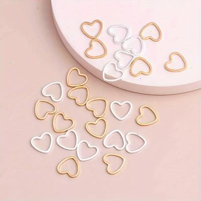 100pcs Small Hollow Hearts Connectors Beads for DIY Bracelets Necklaces Gold Silver Color 10x10mm Making Finding Charms Jewelry