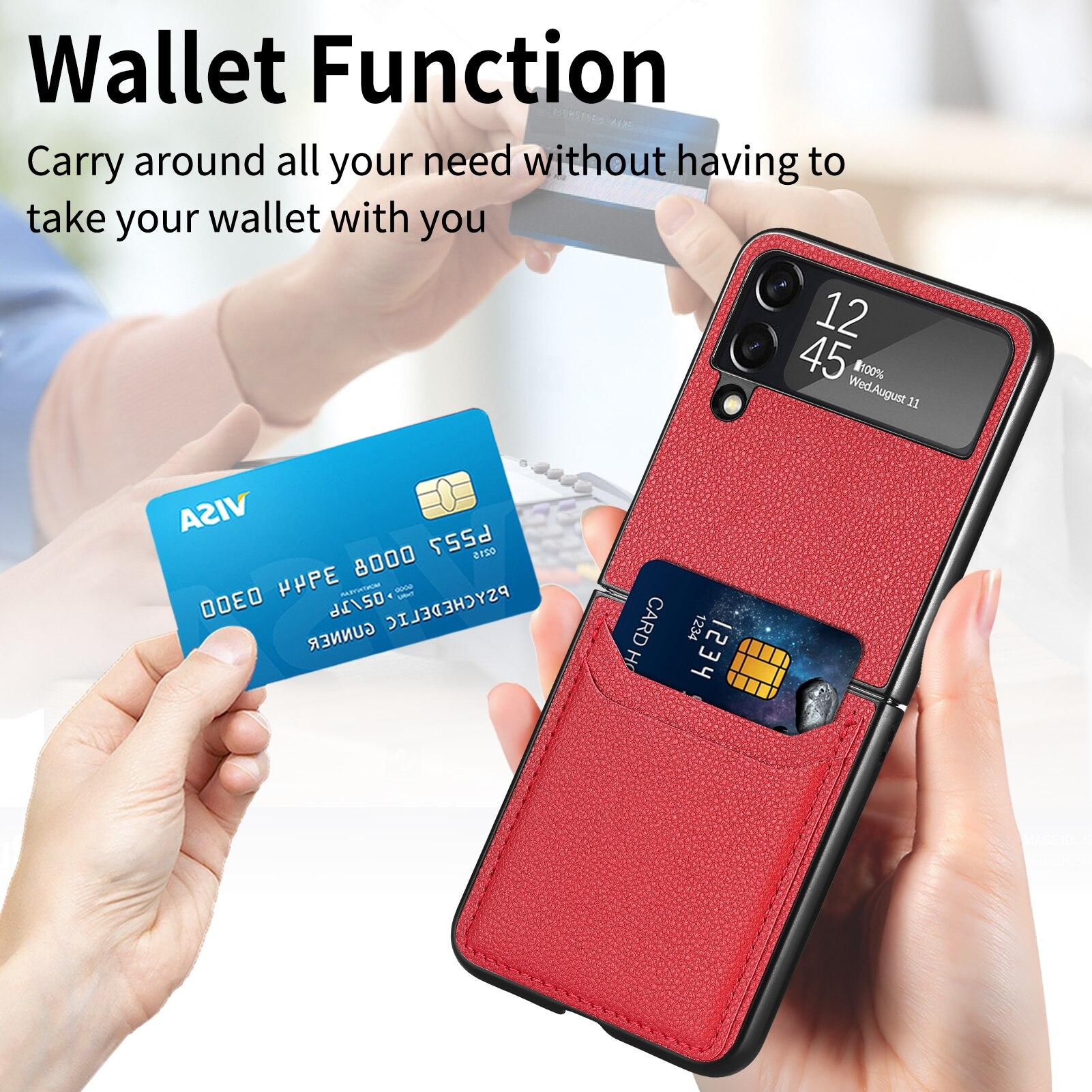 

Кожаный чехол для телефона с защитой от пыли для Samsung Galaxy Z Flip 4 5G Flip4 Flip3 Flip 3 Zflip4 Держатель карты Складной чехол