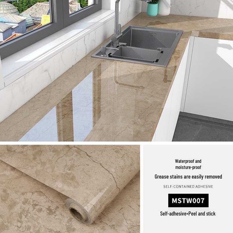 Waterproof, Oil-Proof Marble Self-Adhesive Wallpaper for Bathroom, Kitchen, Living Room, and Toilet Renovation.