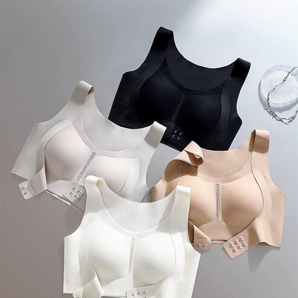 2 In 1 Posture Corrector Bra Shockproof Adjustable Front Closure Bra Full Cup Breathable Anti-Sagging Brassiere Daily Wear