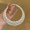 Retro Rhinestone and Faux Pearl Adjustable Jewelry Set with Three-Layer Pearl Earrings