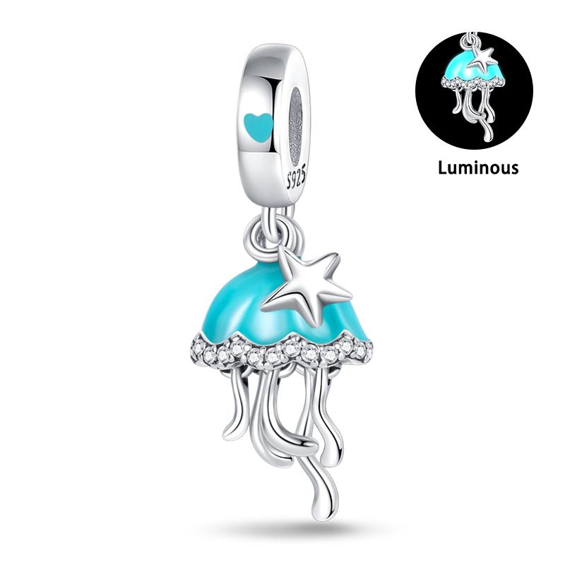 Summer 925  Silver Sailing Ship Lighthouse Luminous Ocean Series Charms Beads Fit Pan 925 Original Bracelets DIY Jewelry