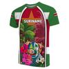 Suriname Flagge Herren T-Shirt SR Nationales Emblem Druck Kleidung Ropa Hombre Sommer Rundhals Oversized Mode Kurzarm GYM Tops