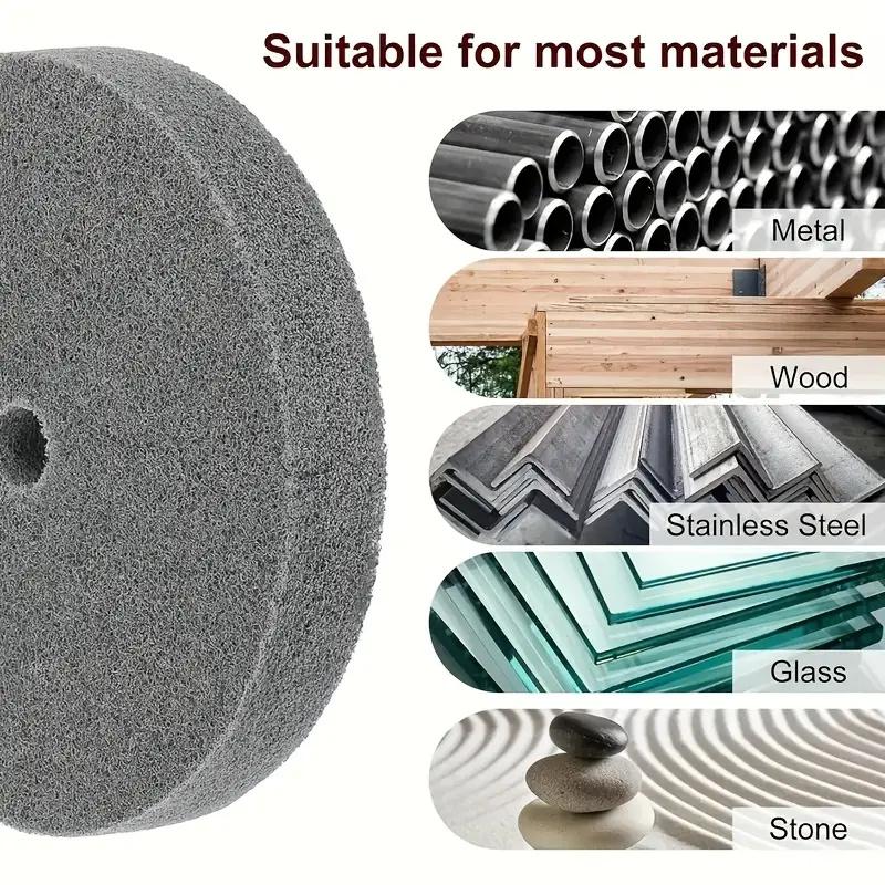 5Pcs 3-inch fiber polishing wheel, abrasive granular material, 3/8-inch shaft hole, suitable for table grinders