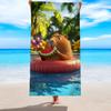 Lustiges Capybara trinkt Orangensaft 3D-Druck Strandtuch Hochsaugfähig Neuheit Tierhandtuch für Sommerstrand Outdoor