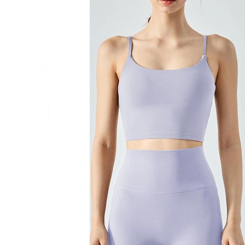 Summer New Yoga Vest Women Seamless Sports Bra Vest Style Square Collar Suspender Fitness Sports Bra