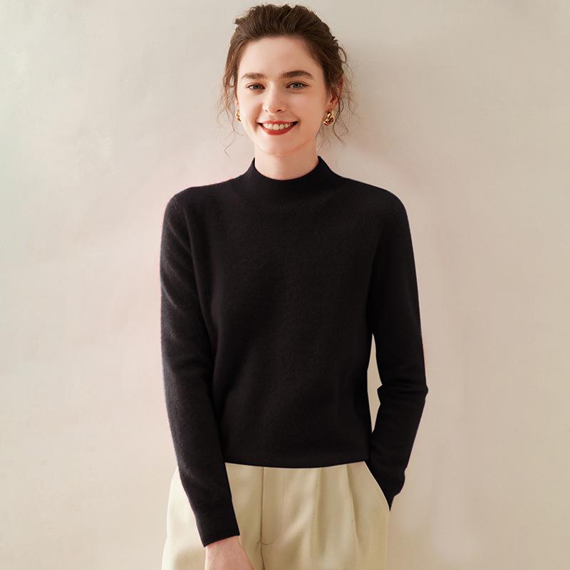 Women's Cashmere Sweater: Half-High Neck, Pullover, Soft & Comfortable, Warm Luxury Knitwear