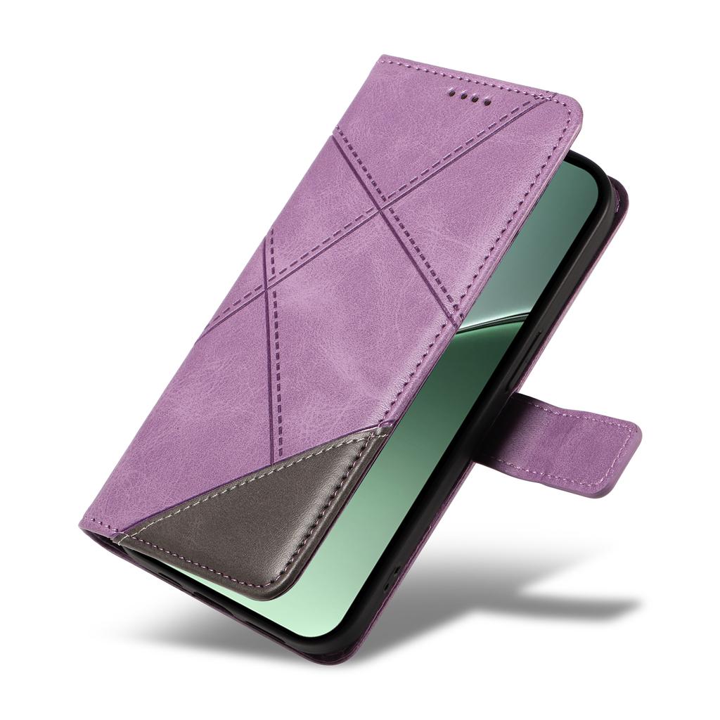 For Xiaomi 15 Pro Case Leather Geometric Line Wallet Phone Cover with Wrist Strap