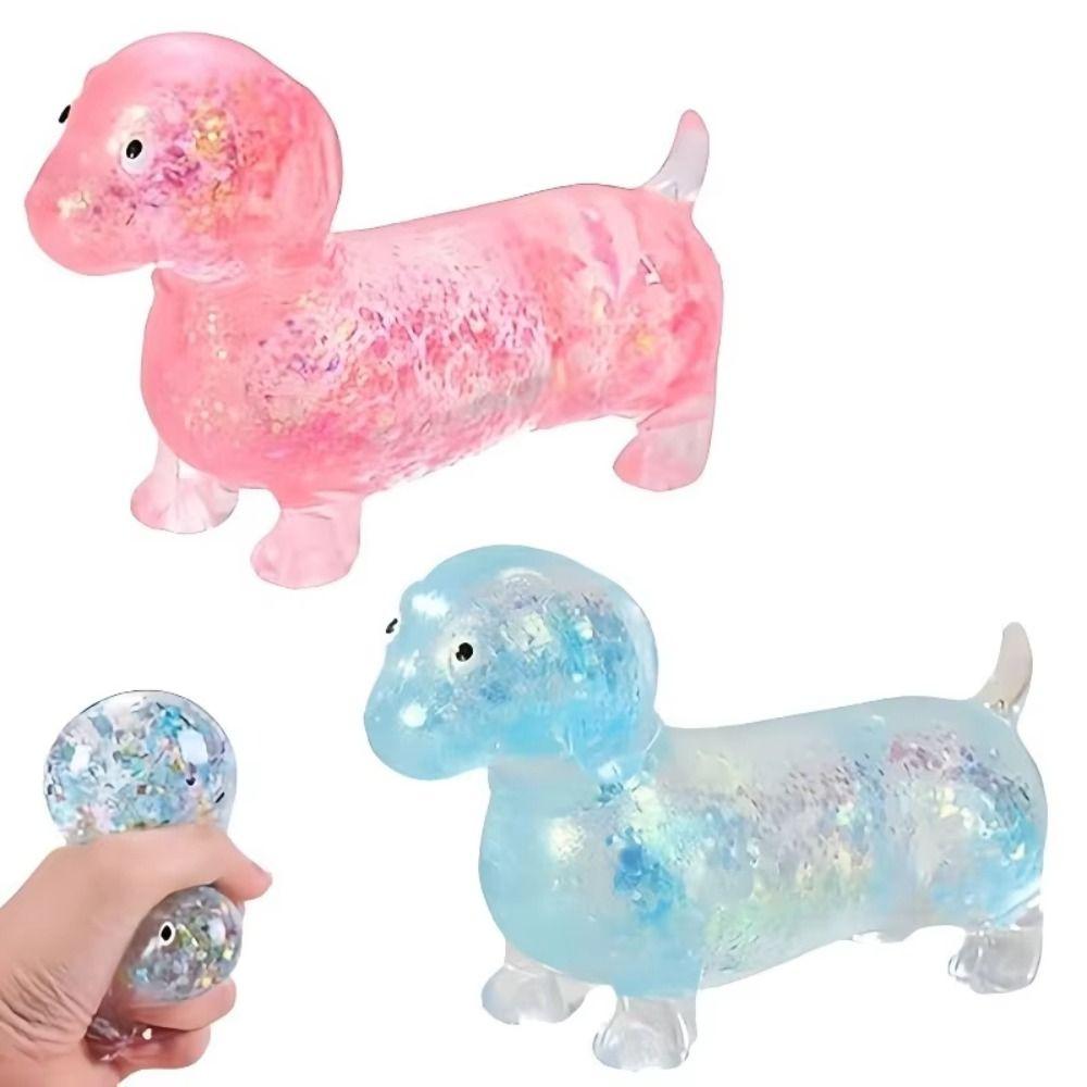 Cute Puppy Slow Rising Toys Sparkling Powder Squishy Toys Sausage Dog Fidget  Children Gifts