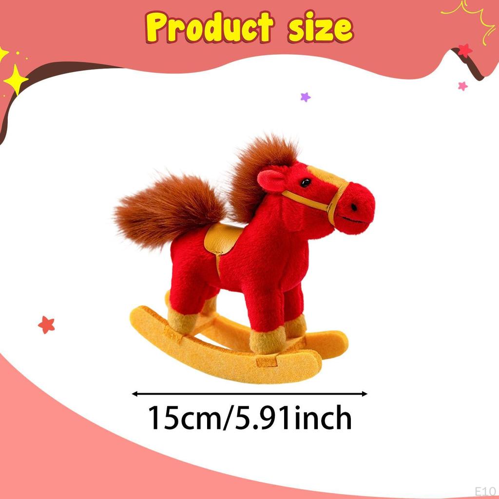 15cm Rocking Horse Toy Doll Decor Cute Realistic Hugging Stuffed Animal Farm Decoration