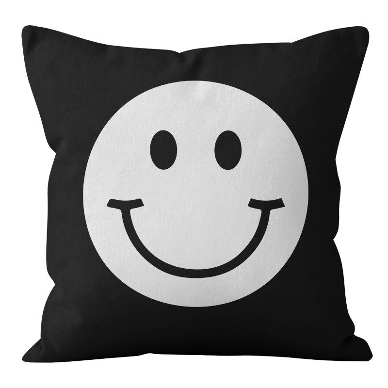 Cartoon Black and White Abstract Pattern Home Sofa Pillowcase