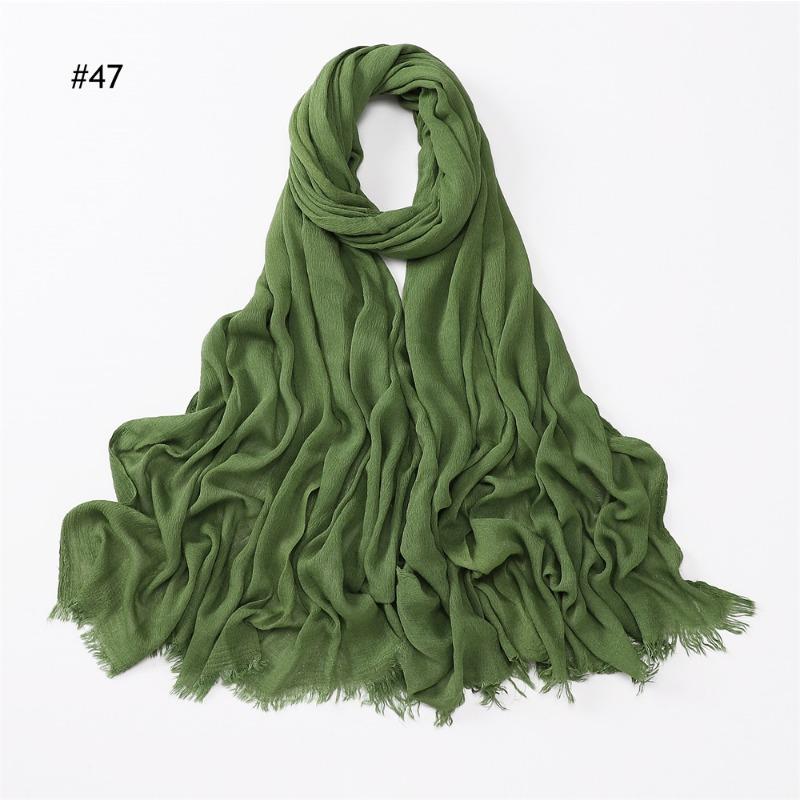 % Rayon Pleated Solid Color Human Cotton Two-end Beard Bag Headscarf Female, New Breathable Soft Scarf