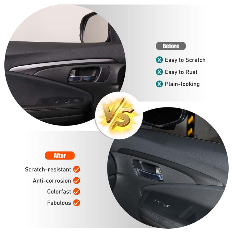 ABS Carbon fibre/Black For Honda Pilot 2015-2025 Car Inner Door Panel Decoration Strip Cover Trim Sticker Car Accessories